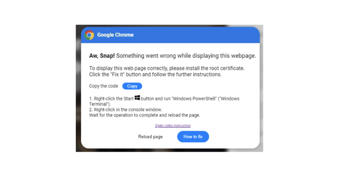 Example of early ClickFix technique used by ClearFake.