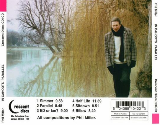 in cahoots : 'parallel' album back cover with tracklist