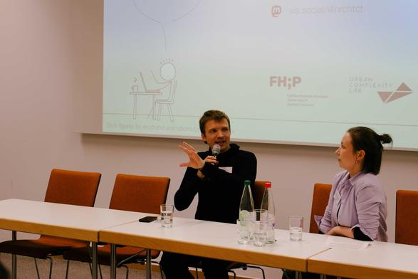Keynote speaker Marian Dörk and chair Pauline Junginger in discussion during the Q&A session after the keynote of the closing conference "Cultural Heritage Data & Power".

Credits: Lars Hadeler