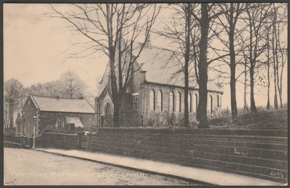 Printed monochrome postcard showing a view of the Primitive Methodist Chapel at Lymm in Cheshire.
Published by C.E. Ardern, The Bazaar Library, Lymm, No 605/3, c.1910s.
Postally unused.
Very good condition, with very slight corner bumps.