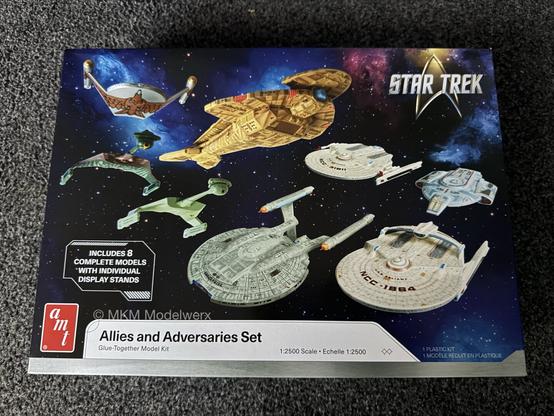 Model box art for the 1/2500 scale Star Trek Allies & Adversaries 8 model set.