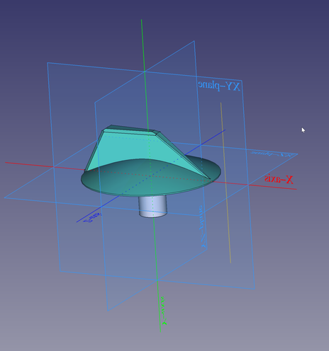 A cad drawing in FreeCAD of a micro wave rotary knob.