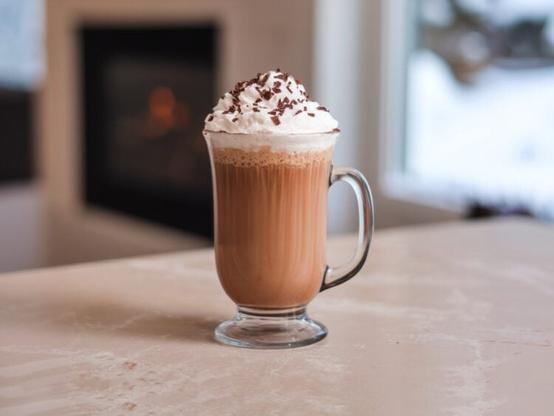 Kahlua Hot Chocolate with whipped cream and chocolate sprinkles