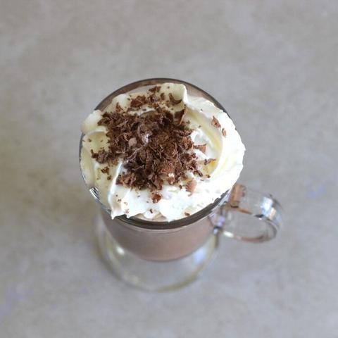 Kahlua Hot Chocolate with whipped cream and chocolate sprinkles