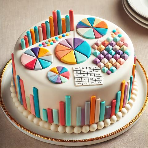 Cake with marzipan pie charts