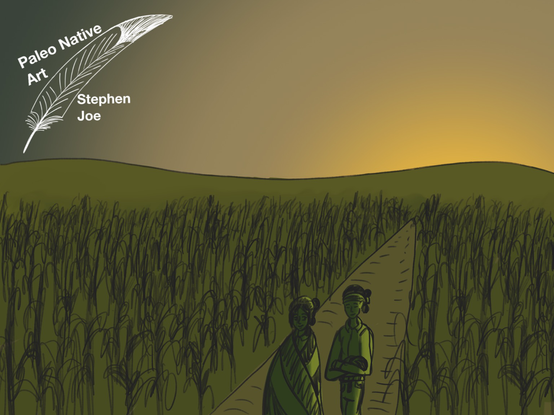 At the sunset, the two couples are wondering into the fields of corn crops.