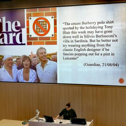 Susanne Bayerlipp in front of her presentation