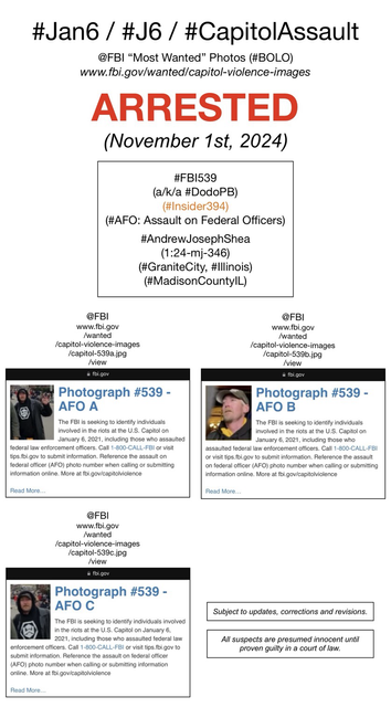 FBI wanted photos of now-arrested January 6th riot suspect known to Sedition Hunters as “Dodo PB” (FBI Photo Number Five Hundred Thirty-Nine). Subject to updates, corrections, and revisions. All suspects are presumed innocent until proven guilty in a court of law.