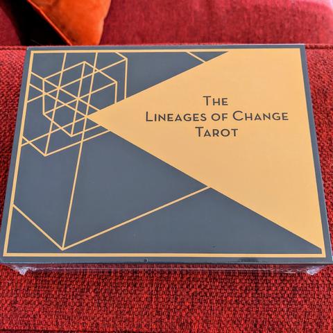 A box with the words: The Lineages of Change Tarot