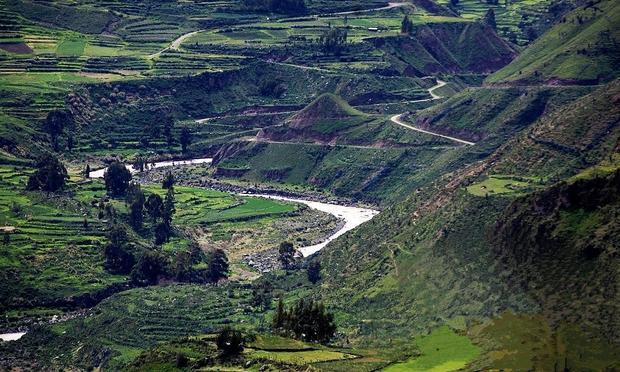 photo - terraces in part of the Ticsani Valley, Peru