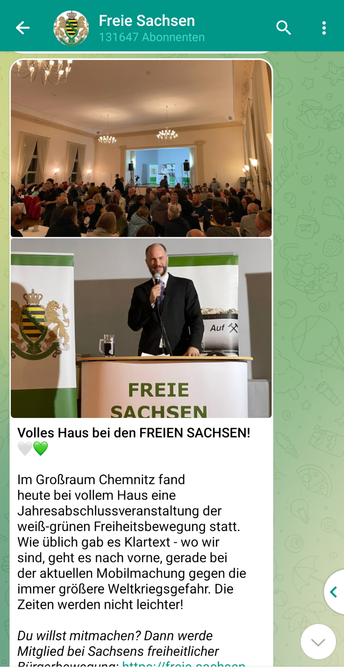 Martin Kohlmann der Freien Sachsen auf dem Jahresabschluss der Freien Sachsen im Goldnen Hirsch in Bernsdorf