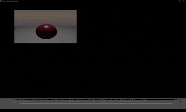 screen capture of a sphere rendered in traces running on an A1200