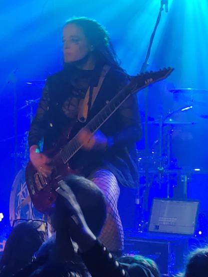 #BöseFuchs in Nahaufnahme, mit Gitarre, in blaues Licht getaucht