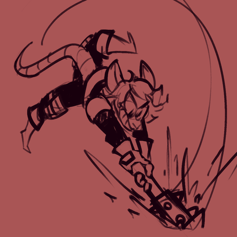 Griselda rat Paladin striking the earth with a morning star so ferociously it lifts her off the ground