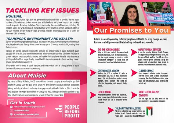 Inside pages of Maisie McMaster's campaign leaflet