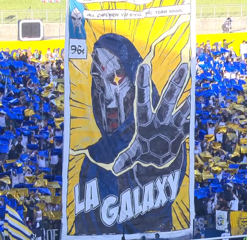 MF Doom tifo for the LA Galaxy.