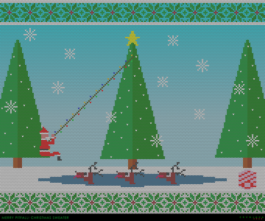 Pitfall reimagined as a Christmas sweater.