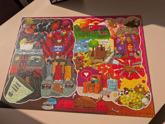 Jigsaw puzzle "Exploding Kittens" completed on the table