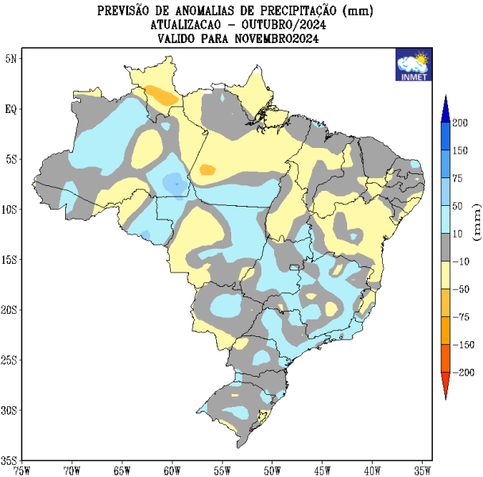 Como fica o clima no Brasil em novembro? Inmet detalha: previsão indica chuvas concentradas desde faixa noroeste até sudeste do Brasil