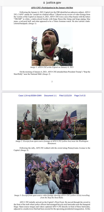 Screenshot of pages from court document pertaining to January 6th riot suspect Dane Christoffer Thompson (Granite Bay, California).