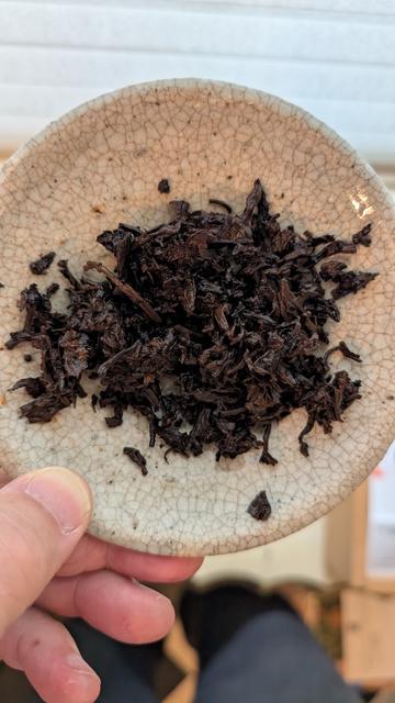 Spent shou puerh leaves