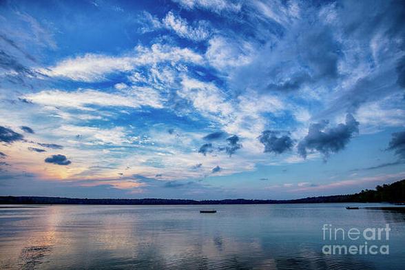 Music in the Sky is a color photograph taken at sunset over Twin Lakes with an amazing sky of soft clouds, as if it was singing