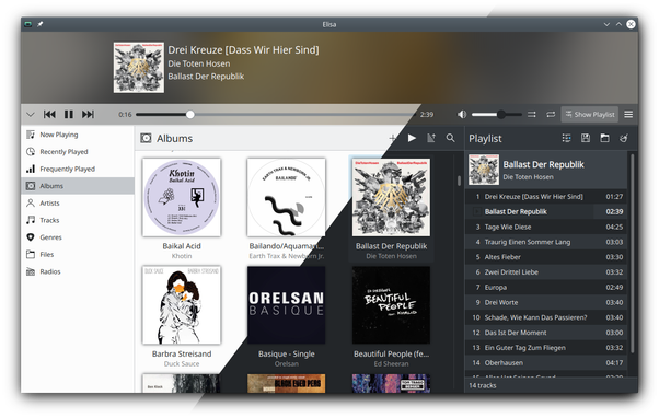 Screenshot of Elisa showing album covers.
