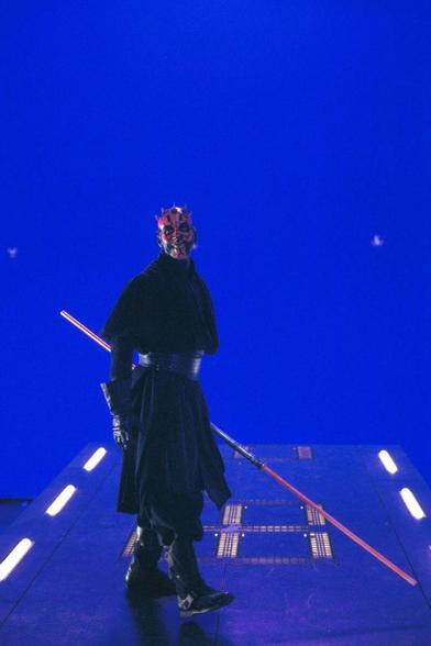 Ray Park breaks character as Darth Maul behind the scenes of "The Phantom Menace"