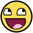 A yellow smiley with mouth wide open and eyes looking up-right. 
It looks like a stand-up comedian who just made a terrible joke and is now waiting for laughter and applause.

I can relate.