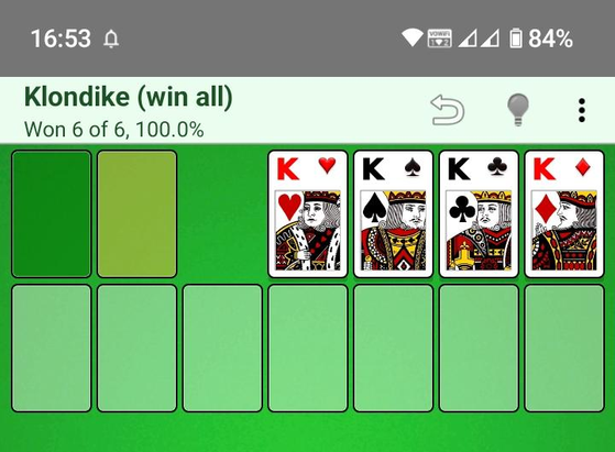 Patience/Klondike game that I finally won!