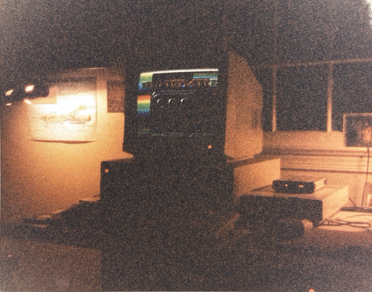 Photo of Amiga 2000 computer system on a desk, taken in 1989