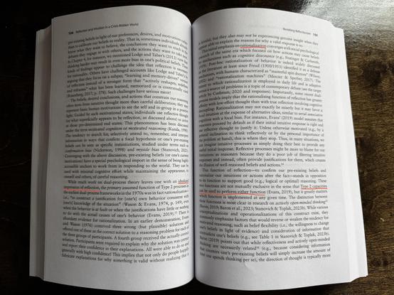 Pages 154-155 about how reflective reasoning can perform support good reasoning or seemingly vicious reasoning (e.g., post hoc rationalization) a la "Bounded Reflectivism & Epistemic Identity" (Byrd 2022).