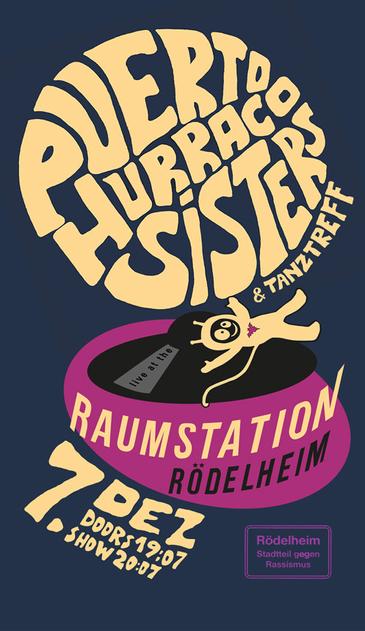 Flyer zur Veranstaltung, Live-Konzert der Puerto Hurraco Sistern in der Raumstation Rödelheim am 7. Dezember 2024, für Insider: ein Ableger von Frau Doktor.  Alles weitere im Text...