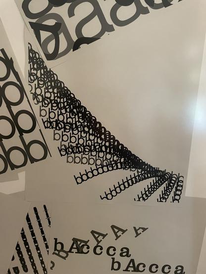 a detail of a frame showing various posters with text in grunge optics