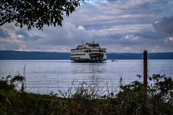 Washington State ferry approaches Edmonds.