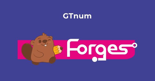 Logo du GTnum Forges montrant Komit le castor, la mascotte du GTnum et le mot Forges typographié.