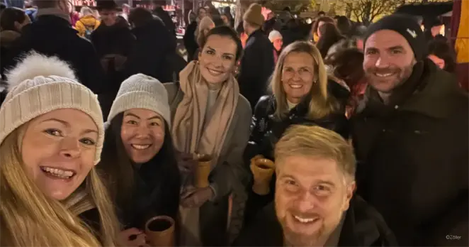 A group of people at the Christmas market in Munich.