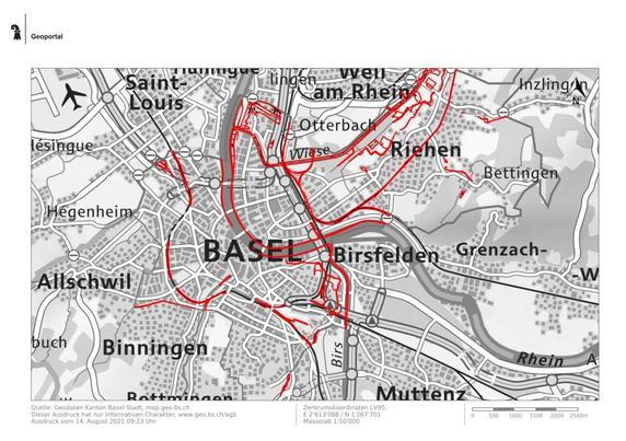 Capture d’écran de la carte en ligne retraçant les populations d’espèces envahissantes dans la ville de Bâle.