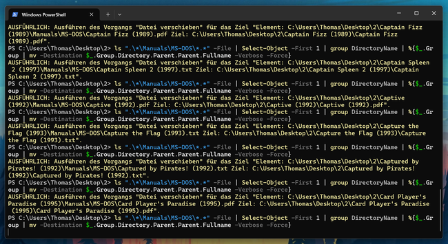 Running powershell to re-organize some files from eXoDOS 6.04.