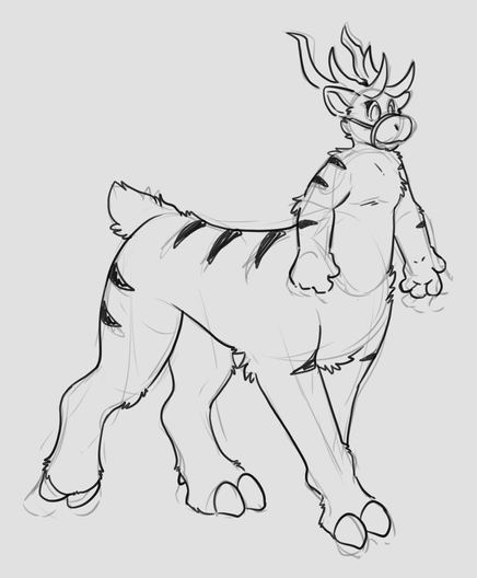 Cyrill post transformed into a reindeer taur.