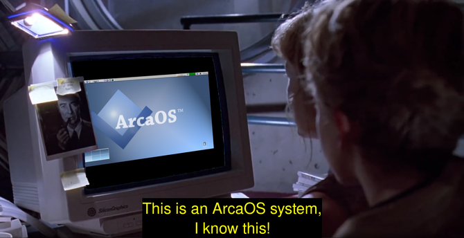 shot from Jurassic Park where Lex is sitting in front of the computer but it's not a unix system, it's an ArcaOS system