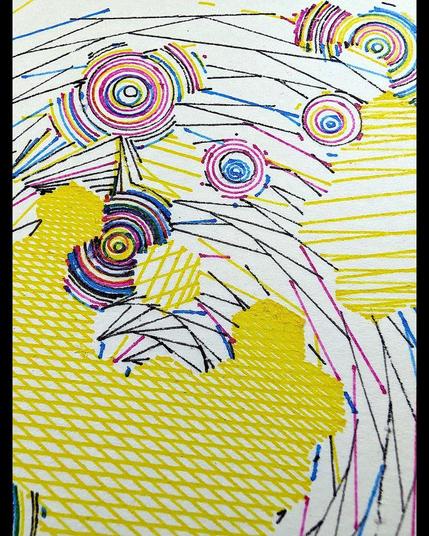 A deeply intricate pen plotter piece inspired by wave function collapse. Its dynamic, sweeping lines and swirling intersections echo the chaos of a mind struggling in the storm. The layers of lines symbolize descent, revealing the intricate, uncontrollable patterns of thought, emotion, and the universe. The artwork's abstract nature allows the viewer to feel the intensity of forces beyond control, blending physical and mental states into one visual narrative.