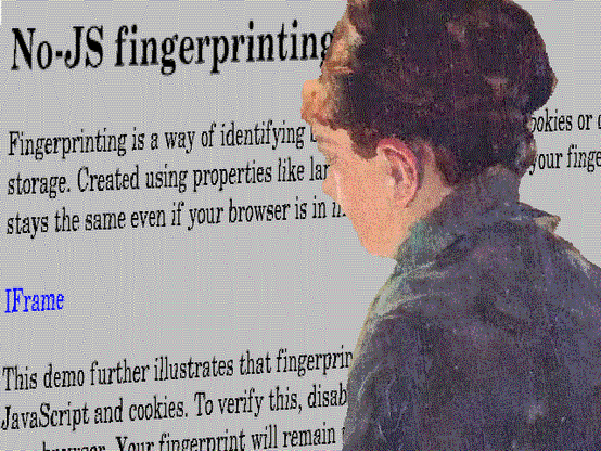 triapul Ema is looking at a No-JS fingerprinting website in links2
