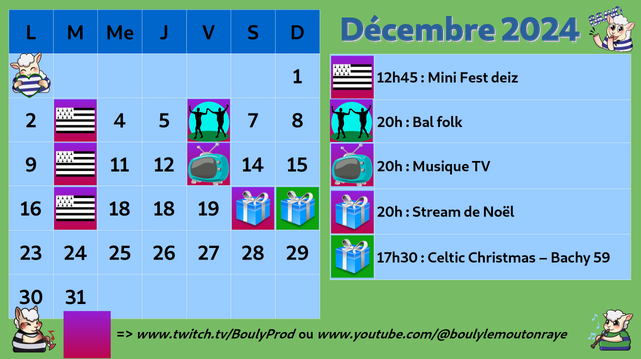 Calendrier de décembre 2024