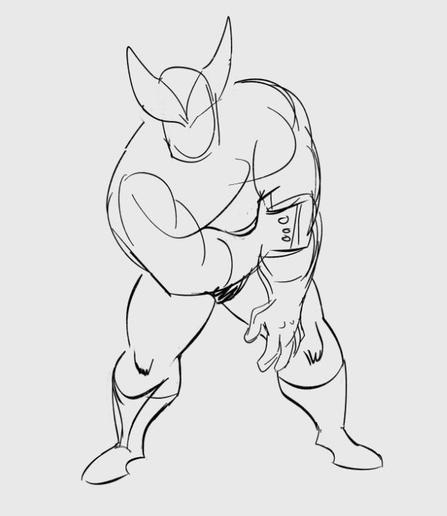 A unfinished sketch drawing of Wolverine from X-men, wearing his suit, leaning forward while holding his arm in pain.

Signed, AngeloFalls