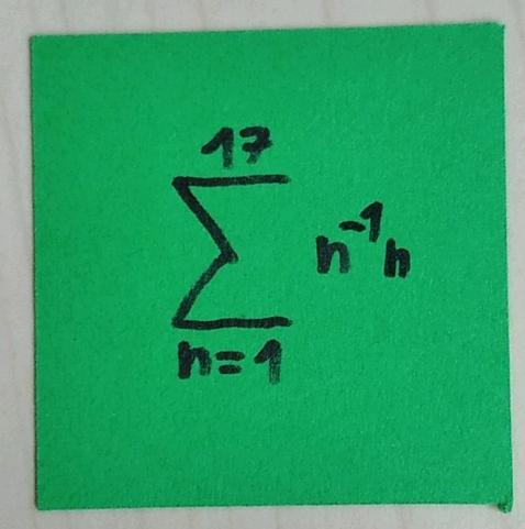 The corrected version of the term for the 17.
The sum of n^-1 * n with n iterated from 1 to 17.