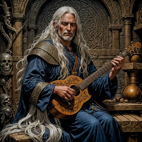 picture of fantasy bard plays a guitar