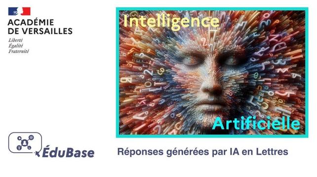 « Réponses générées par IA en Lettres » : visuel reprenant le logo de l'article, représentant le visage d'un jeune homme endormi d'où émanent des centaines de caractères d'imprimerie.