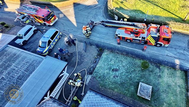 Fire brigade, police and ambulance in action on the Gierskopp (drone photo).