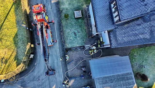 Fire brigade, police and ambulance in action on the Gierskopp (drone photo).